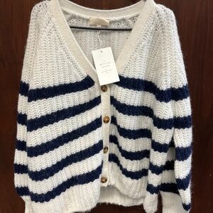 Sezane Basile Cardigan Ecru / Navy